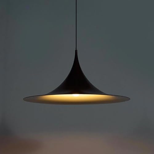 Planetitaly Lampadario industriale LED E27 cappello strega pendente vintage minimal tromba luce tavolo cucina pizzeria ristorante 230V (Nero)