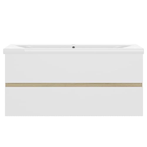 VidaXL Mobile da Bagno con Lavabo Bianco e Rovere