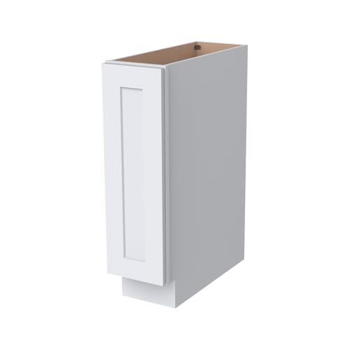 Solid Wood RTA Tray Base Cabinet, White, 9”W x 24”D x 34.5”H