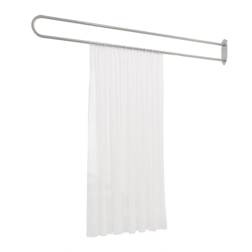 Separador de habitación en forma de U, montado en la pared con soporte de metal para vestidores, salones de belleza, spas y dormitorios (barra plateada, color1)