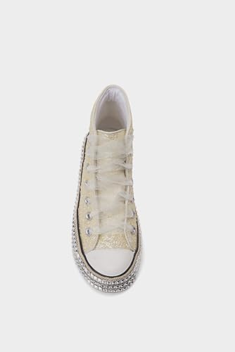 Womens High-Top Canvas Sneakers Studded Rhinestone Side Shoes Lace Up Fashion Shoes Casual Platform Ankle Boots2