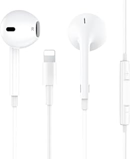 سماعات اذن مع تحكم في مستوى الصوت وميكروفون بخاصية الغاء الضوضاء متوافقة ايفون من انخجيفت شوب سماعة أذن سلكي داخل الأذن أبيض