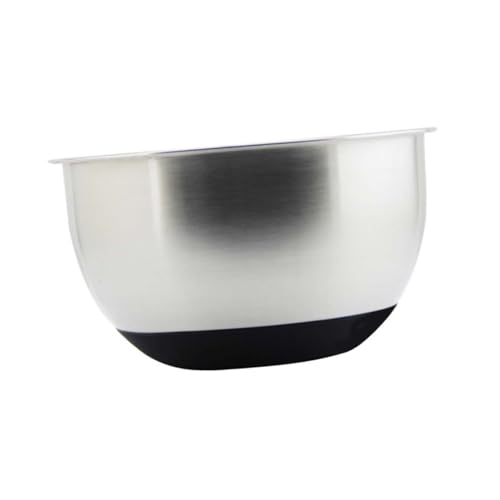 SMASOLO ステンレス製深型ミキシングボウル 防滑シリコン底付き 内径 刻表示あり フルーツサラダ用 大容量調理容器 ホーム レストラン対応