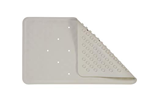Croydex Hygiene 'N' Clean Anti-Bacterial Slip-Resistant Small Natural Rubber Suction Bath Mat, 34 x 58 cm, White