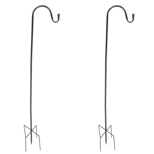 Garneck 2 Stück Schäferhaken Aus Metall – Laternenstab Gartenstab Mit Haken Für Vogelfutterspender - Solarleuchten Und Blumenkorb – Schwarze Hochzeits- Und Weihnachtsdeko