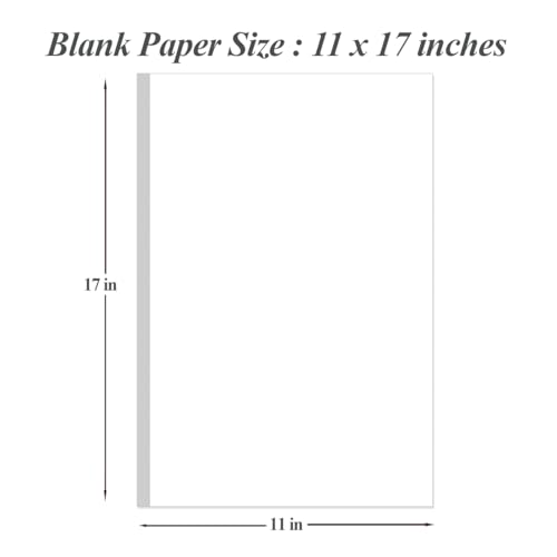 Image of (5-Pack) 11 inch x 17 inch Blank Print Paper, 225Sheets /450Pages Blank Loose-Leaf Paper, Ledger Size Printing in Office, 100gsm Blank Paper