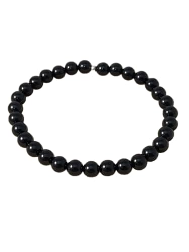 Bracelet onyx noir 6mm et perles rondes extensibles de 19 cm pour homme et femme