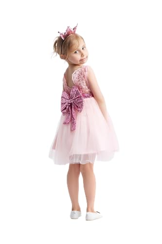 Robe de cérémonie fille Provence en dentelle et paillettes pour mariage
