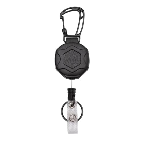 Image of Retractable Keychain Heavy Duty, Badge Reels Retractable, Tactical ID Badge Holder with Upgraded Zinc Alloy Carabiner, Steel Wire Cord, Reinforced ID Strap