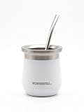 Northsteel Mate Argentino con Bombilla Incluida – Vaso Mate Moderno de Acero | Diseño Elegante y Portátil | Ideal para Mate Tradicional en Casa o Fuera (blanco)