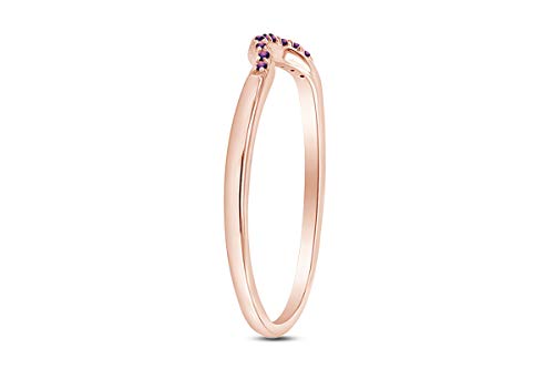 AFFY Round Cut Simulated Amethyst Curved Wedding Band Ring in 14k Gold Over Sterling Silver3