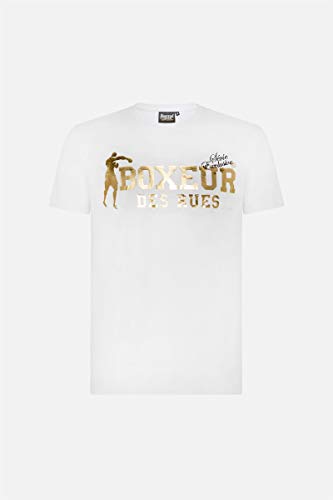 BOXEUR DES RUES - T-Shirt Girocollo Bianca con Maxi Stampa Frontale Dorata, Uomo