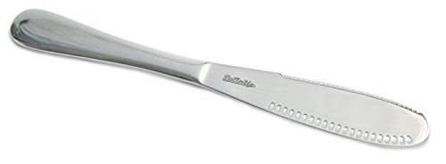 ButterUp Buttermesser für Butterliebhaber - Das Must Have fürs Frühstück - Satiniert mit praktischer Butterreibe / Löcher für harte Butter Edelstahl - 1 Stück