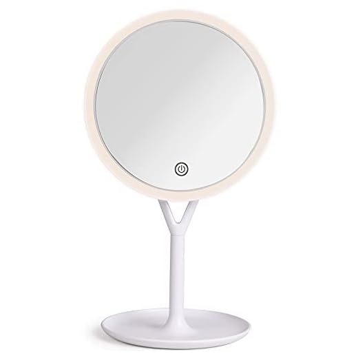 Sminkspegel med belysning och förstoring – sminkspegel med LED-lampa – upplyst bordsspegel för smink – rund spegel badrum upplyst vit – stående spegel diameter 18,5 cm