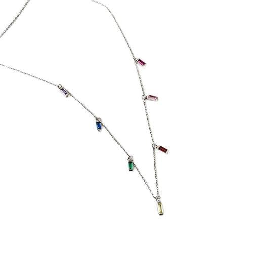 Collier long à pampilles en zircon finition couleur 925 de haute joaillerie pour femme