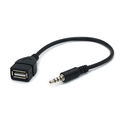 Peiiwdc 3.5mm Male AUX Plug to USB 2.0 Female Converter Adapter Cable Cord for Car Aux Port 20cm/8-inch Length Black Converter Cable to USB