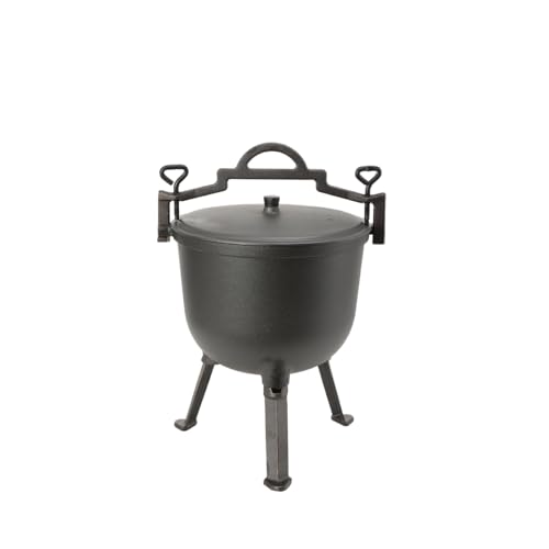 LALABU Gulaschkanone, 10L Gulaschkessel mit Abnehmbarer Aufhäng-/Tragegriff,Camping Cooking Set mit Deckel für Outdoor Kochen, Feldküche - Eintopfofen Suppentopf Gulasch
