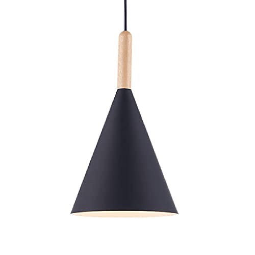 Plafonnier creux moderne bois lampe industrielle suspension 1 lumière