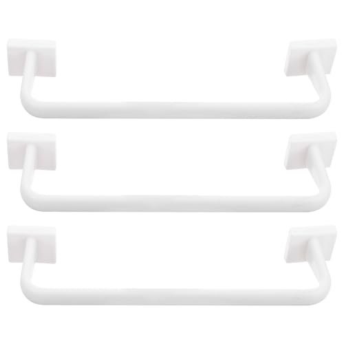Mipcase 3pcs No Punch Plastic Towel Rack Set, Single Bar Towel Holder for Bathroom and Kitchen Wall Mount, White Tool-Free Storage Hanger for Home Toilet