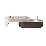Mesa de centro con placa de roca, mesa de centro simple y ligera, de lujo, para apartamento, sala de estar, hogar, moderna, retráctil, ovalada, mesa auxiliar de té