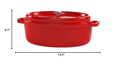 staub La Cocotte Oval 40509-857 Pico Cocotte Oval Cherry, 11.4 inches (29 cm), Large, Both Handed Castings, Enameled Pot, Induction Compatible, Japanese Authentic Product