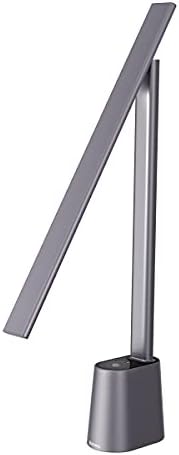 Baseus LED Desk Lamp, Auto-Dimming Table Lamp, Rechargeable, Wireless, Portable, Eye-Caring Smart Lamp, Touch Control, 3 Color Modes, 250 Lumens, for Home Office, Living Room, Bedroom, Painting, Grey