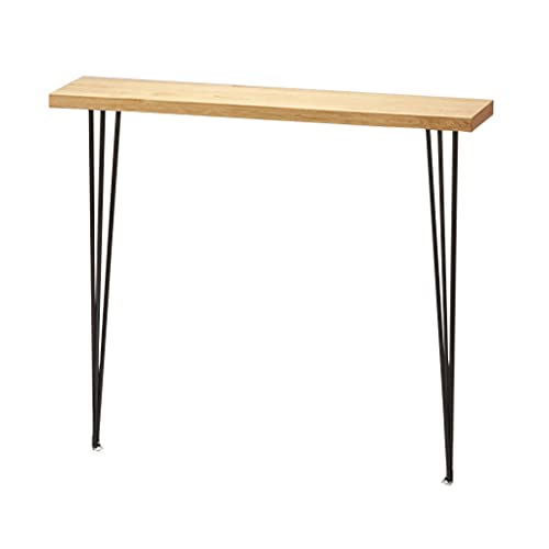 Mesa de Consola Mesas de consola para sofá, mesas de consola estrechas, mesas de consola altas, mesa de entrada rectangular estrecha HTables con tablero de madera maciza, patas de hierro en forma de