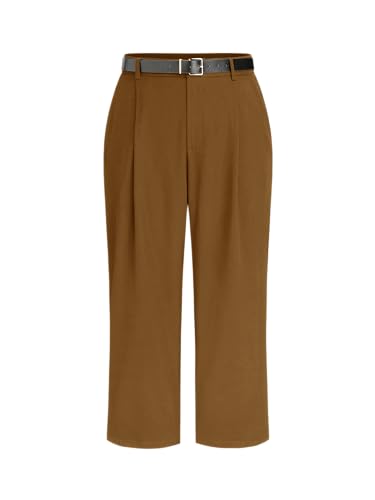 CIDER High Waist Solid Tapered Trousers with Belt Curve & Plus