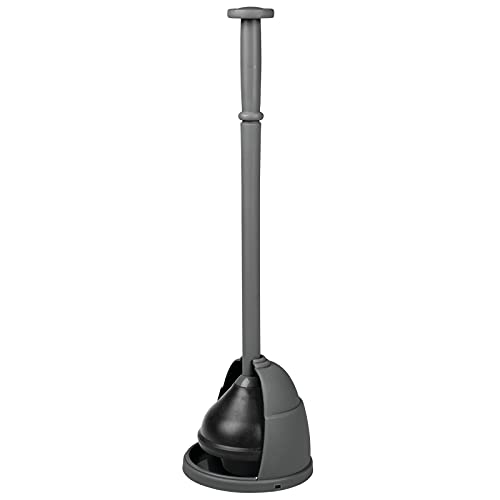 mDesign Pr�ctico desatascador de ba�o � Desatascador del v�ter con soporte para el ba�o � Desatascador de inodoro fabricado en pl�stico resistente y goma � gris antracita