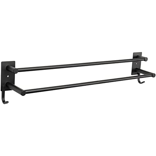 Nearmoon Double Towel Bar With Hooks, Bath Accessories Stainless Steel Shower Towel Rack cover