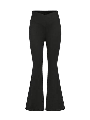 OYOANGLE Girl's Elastic High Waist Flared Pants Bootcut Yoga Pants Workout Dance Leggings