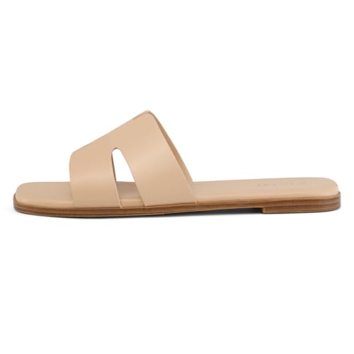 Image of KIDMI Women's Dressy Flat Sandals, Comfortable Slip On Summer Slides, Fashion Open Toe Casual Sandals
