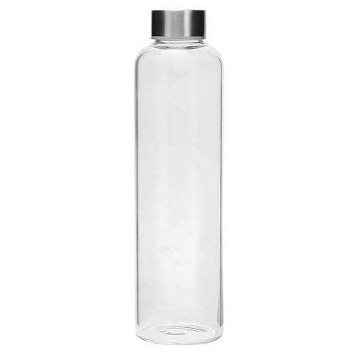 Image of SIMPARTE Borosilicate Glass Water Bottle 500ml | Leak-Proof, Freezer Safe, Wide Mouth | Stainless Steel Cap | Ideal for Office, School, Travel | Set of 1