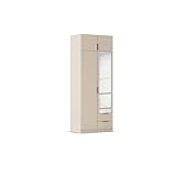 Rauch Möbel Lagoa, Kleiderschrank, Garderobe für Schlafzimmer, Kinderzimmer, Jugendzimmer 4-türig, mit Spiegel, 2 Schubladen, mit Zubehör Premium, Farbe Beige, Breite 91