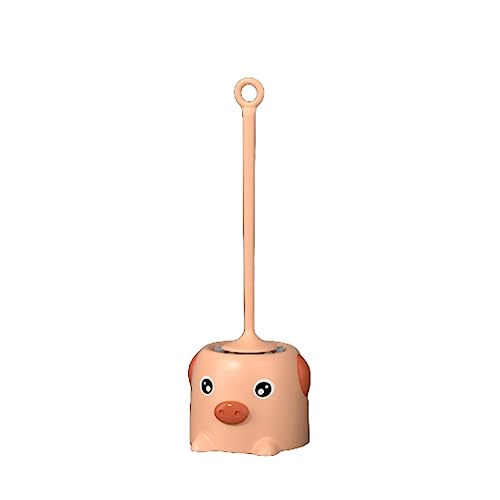 Toilet Brush, Cute Toilet Bowl Brush and Holder Set Cleaning Toilet Scrubber with Pig Shaped Base Toilet Cleaner Brush for Bathroom(Pink)