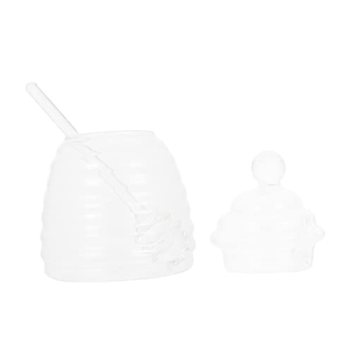 Mobestech 1Set Glass with Lid Transparent Honey Storage Container for Home and Bakery Use Includes Stirring Rod for Easy Dispensing present for Honey Lovers