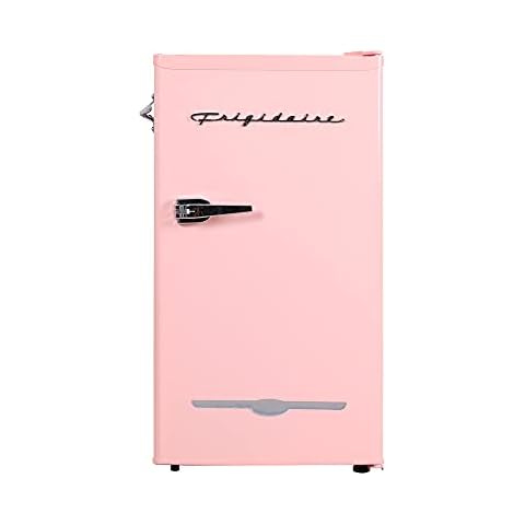 Frigidaire Retro Compact Fridge with Chiller, 3.2 cu ft Countertop Fridge with Built-In Bottle Opener, Compact Refrigerator for Office, Bedroom, Dorm Room or Cabin - 16.5"D x 19"W x 31"H (Pink) Cover