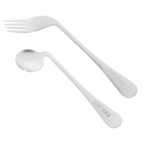 CALLARON 1Juego Ángulo Para Pacientes Utensilios Ergonómicos Inoxidable Para Ancianos y Personas Con Dificultades Para Comer