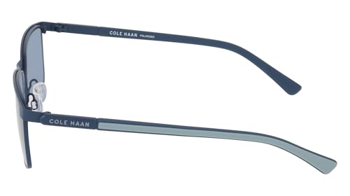 COLE HAAN Men's CH6087 Polarized Rectangular Sunglasses, Navy, 56/17/1403