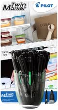 PILOT Lot de 30 marqueurs permanents Twin Marker, noir