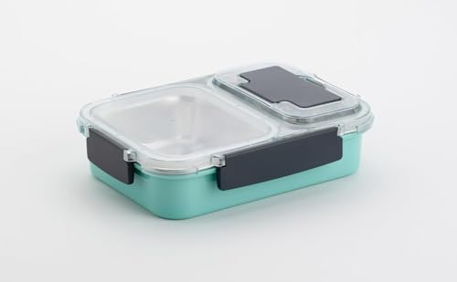 Image of Home Lane Stainless Steel Lunch Box | Lunch Box for Office | Lunch Box for School | Tiffin Box I Ideal for 12+Year Teenagers | 22X16X6 Cm | 1000Ml (3 Compartment, Multi Colour)