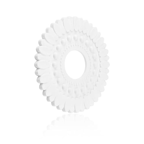 Image of INCREWAY 7 Inches White Embryo Ceiling Medallion Round Lightweight Petal Light Base for Home Light Fixtures and Ceiling Fans Decorative Lighting Ceiling Medallion Ring