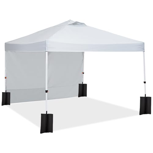 10x10 Pop Up Canopy with Ten, Beach Tent with One Push Setup, Easy Outdoor Sun Shade for Events, Pop-Up Waterproof Sun Shelter Canopy with Wheeled Bag
