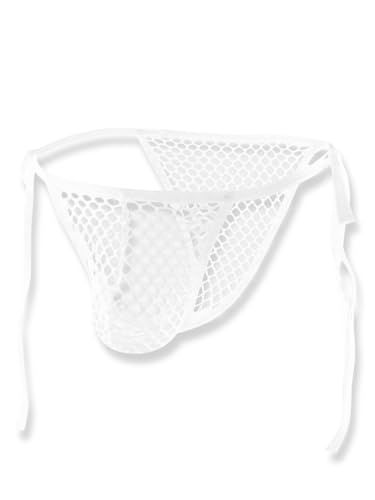 Kaei&Shi Mens Thongs Underwear Sexy,Male Mesh Fishnet Panties,Self Tie Underwear Lingerie