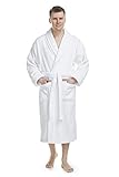 Arus Men's Deluxe Terry Cloth Turkish Cotton Bathrobe Robe, L, White