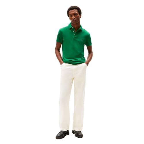 Image of Tommy Hilfiger Men's Short Sleeve Polo Shirts in Slim Fit with Stretch and Organic Pique Cotton