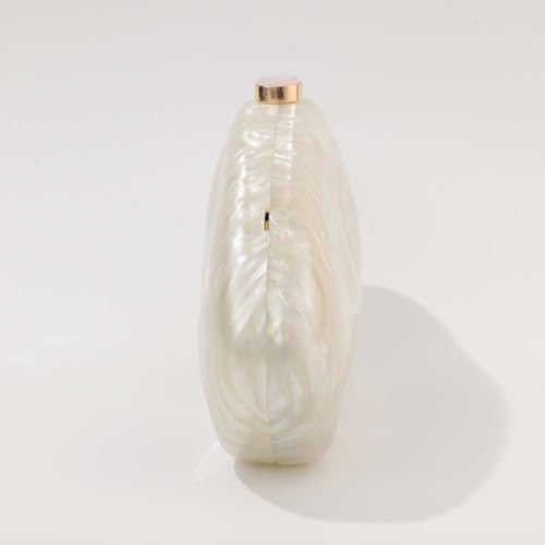 Image of Acrylic Shell Clutch Purse for Women Metallic Evening Bag Large Designer Acrylic Handbag for Wedding Party Prom