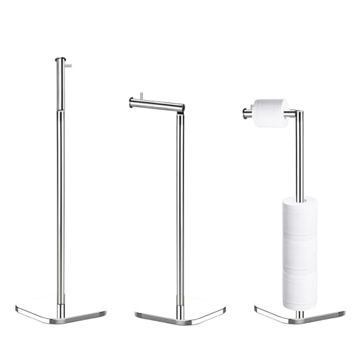 Toilet Roll Holder Free Standing with Heavy Duty Base for 6 Rolls(Silver)