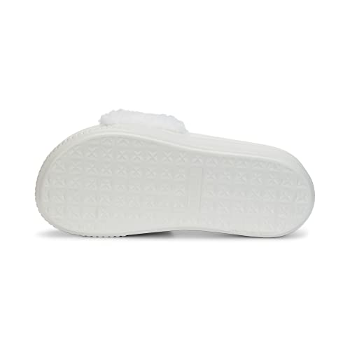 Puma Women's Platform Slide Sherpa Sandal, Marshmallow-Rose Gold, 6 #TOP2
