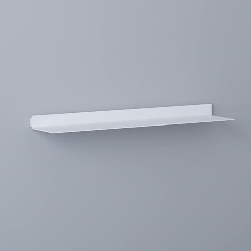 Étagère murale flottante blanche avec éclairage LED intégré et structure robuste en métal - 2